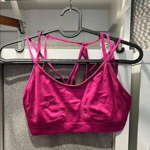 Fabletics Pink Sports Bra with Criss-Cross Straps